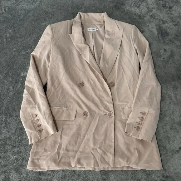 R Label Double Breasted 100% Silk Pink Blazer Size XS Womens $298 MSRP - Picture 1 of 9